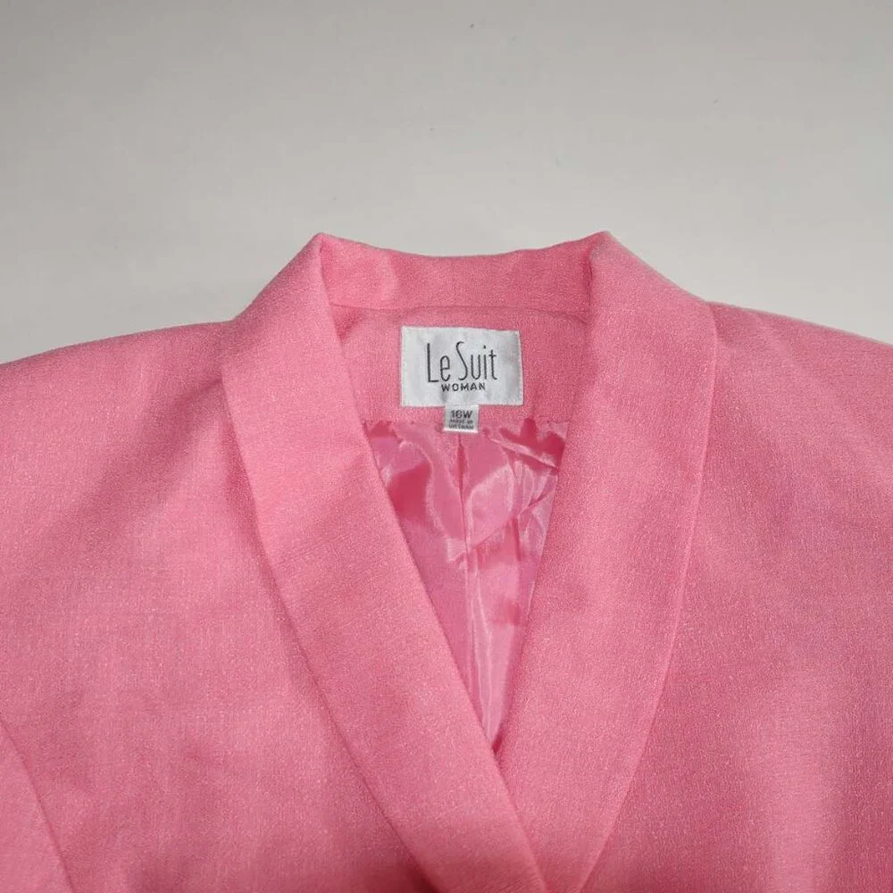Le Suit Coral Pink Two-Piece Skirt Set - Picture 6 of 8